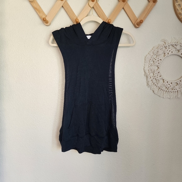 House of Harlow 1960 Hooded Muscle Tee In Black NWOT Women's Size Small - Picture 1 of 7